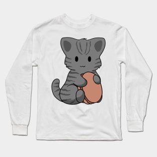 Black Tabby Cat Macaron Long Sleeve T-Shirt